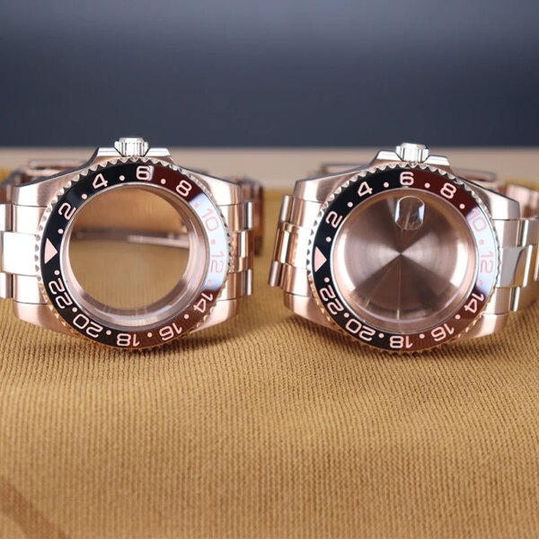 40mm Rose Gold Luxury Men's Watch Case strap Parts For Gmt-master nh34 nh35 nh36 38 Eta 2824 Movement 28.5mm Dial sapphire glass