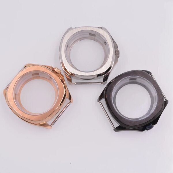 40mm Sapphire Glass Silver/Rose Gold/PVD Black Watch Case Fit NH34 NH35 NH36 PT5000 ETA2824 ST2130 Movement