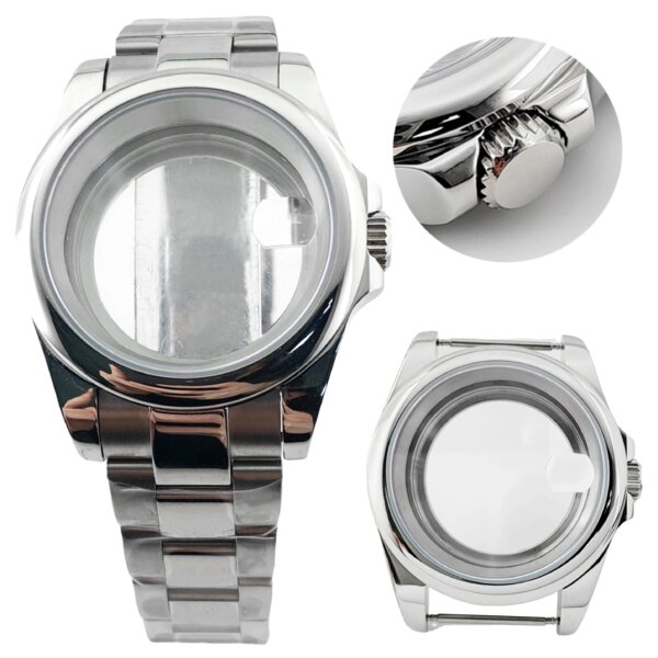 40mm Watch Case With Strap Sapphire Glass Stainless Steel For NH35 NH36 ETA2824 PT5000 ST2130 Watches Automatic Movement Part