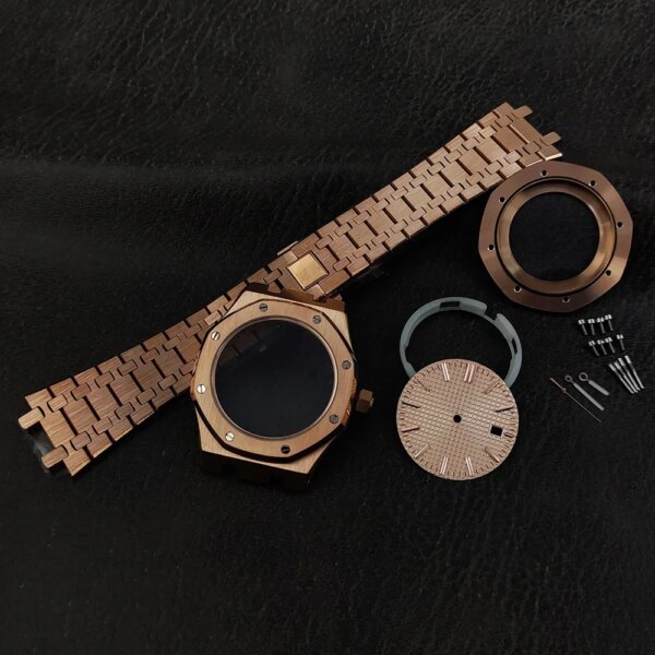 41mm NH35 Case Octagon Dial Hands Stainless Steel Strap Bracelet Watch Parts Accessories for Oak Seiko Automatic Movement