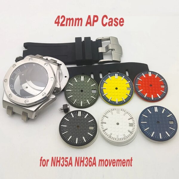 42MM Watch Case Kit Conversion AP Case NH35 Mechanical Watch Case with Sapphire Crystal Grenadier Dial for NH35A Movement