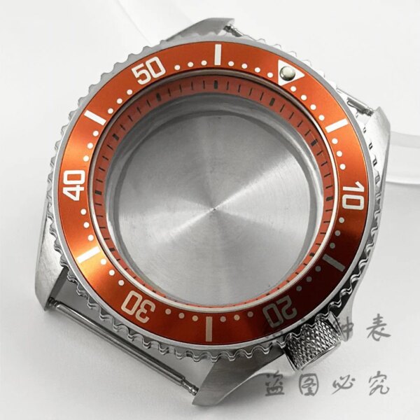 42mm Orange Ring Watch Case Silver Stainless Steel Watch Case Fit NH35 NH36 7S26 7S36 4R35 4R36 Movement