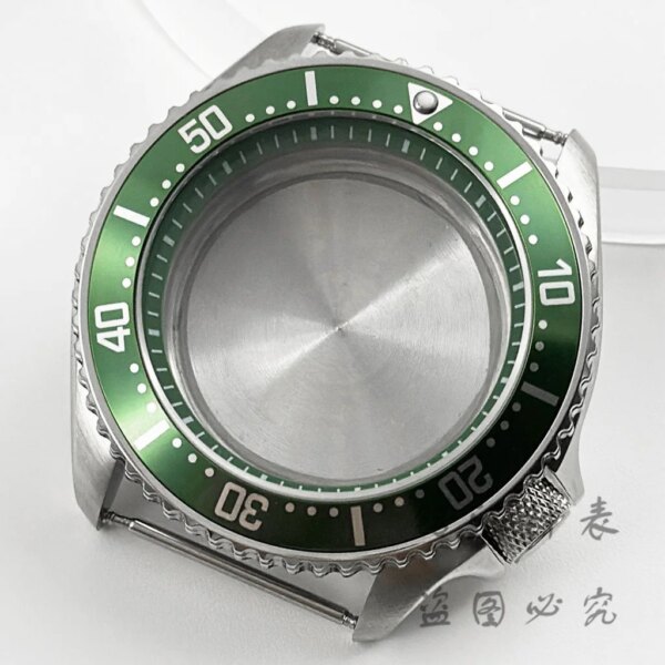 42mm Silver Watch Case Green Ring Stainless Steel Watch Case Fit NH35 NH36 NH34 NH38 NH39 NH70 NH72 Movement