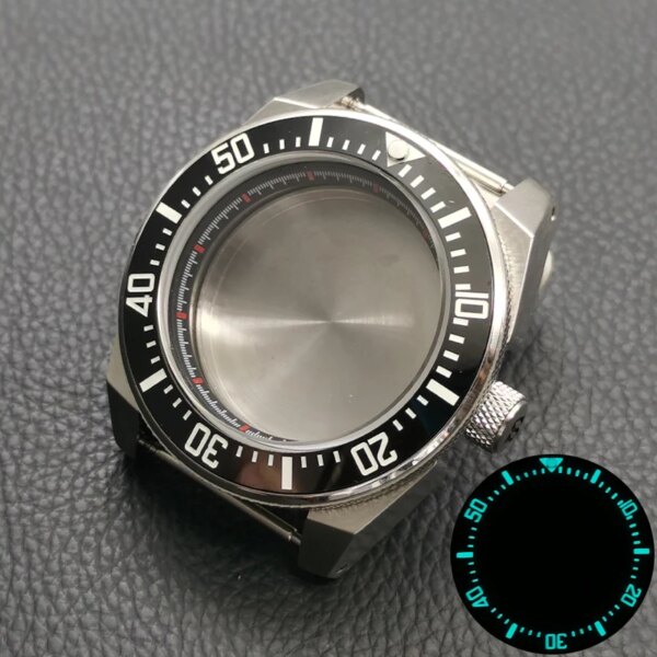 43mm Samurai Series Watch Case Sapphire Glass Fits NH35 NH36 4R35 4R36 7S Movement Luminous Ceramic Ring Insert Diving Case Part