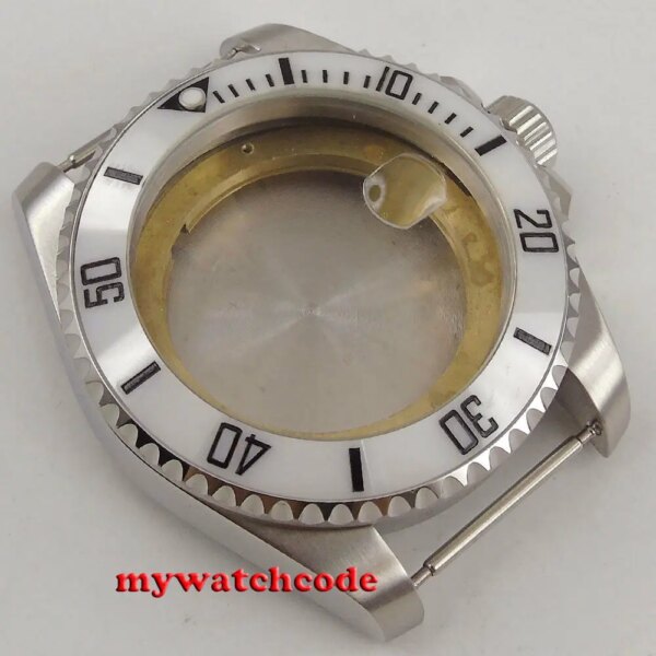 43mm Sapphire Glass Ceramic White Bezel Watch Case Fit ETA 2824 2836 NH35 NH36 ETA2824 MOVEMENT