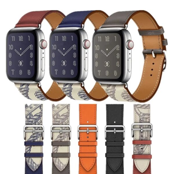 49mm 45mm 44mm 42mm for Apple Watchband Cowhide Leather Strap Sports Bracelet for Apple Watch 9 8 7 6 5 4 3 SE/iWATCH Series