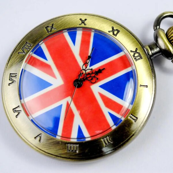 6079  New European and American style big British flag pocket watch exquisite mini pocket watch with a good necklace