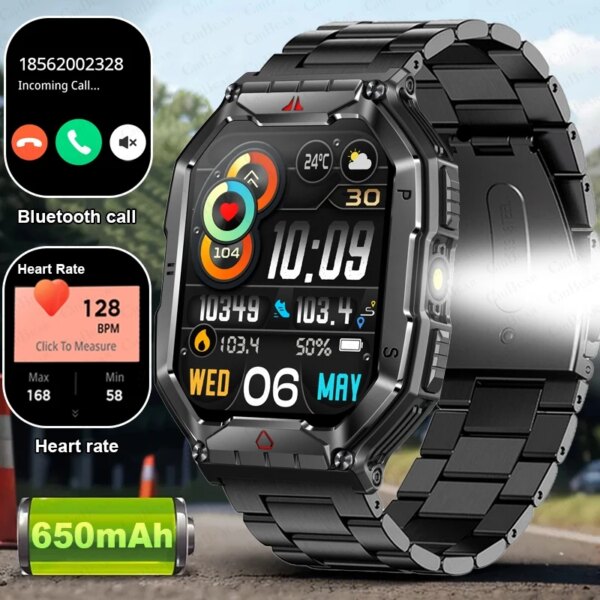 650 MAh Large Battery Smartwatch Men Compass GPS Motion Tracking Bluetooth Call 1ATM Waterproof Outdoor Military Smart Watch Man