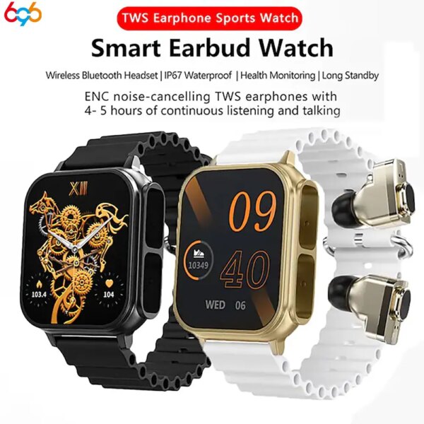 696 2024 2 In 1 TWS Smartwatch Wireless Blue Tooth ENC Noise Cancelling Earphones Sports Heart Rate NFC Ultra Smart Watch N22