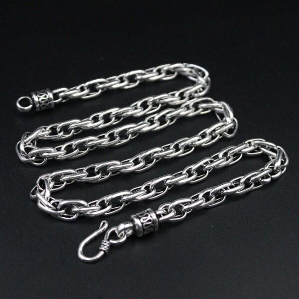 925 Sterling Silver Necklace For Men Double Collar Chain 6.5mmW Vintage Silver Thai Silver Chain Male's Chain 22inchL Gift