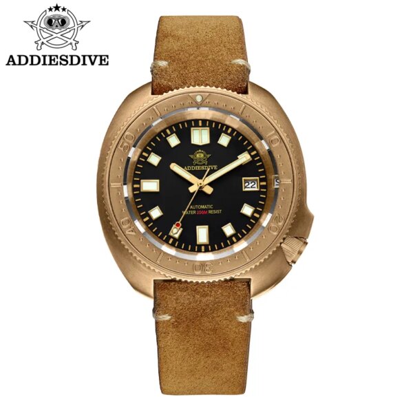 ADDIESDIVE Top brand CUSN8 Bronze Case Men Watch C3 Super Luminous Sapphire Crystal 20Bar waterproof Automatic Mechanical Watch