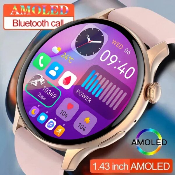 AMOLED Smart Watch Women Always on Display Clock Bluetooth Call Voice Control IP68 Waterproof Fitness Bracelet Smartwatch Women