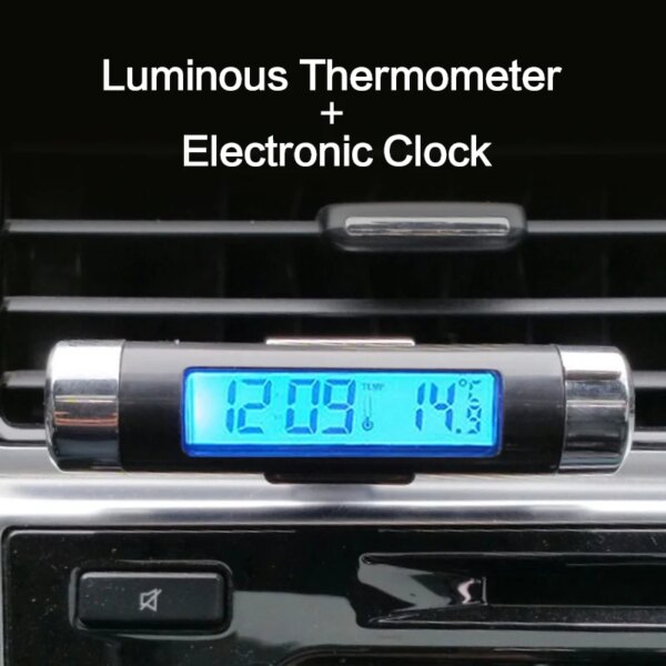 Alarm Clock With Two In One LED Backlight Digital Display Thermometer Lamp Base Clock With Air Outlet Electronic Clock For Car