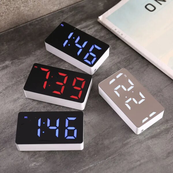 Alarm Wall Clock Home Furnishings Electronic Watch Digital Desk Bedroom Decoration Desktop Smart Accessories Hours Led Mirror