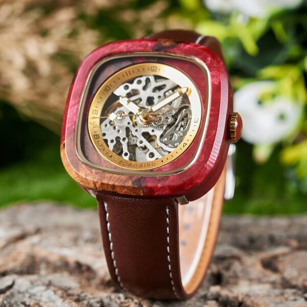 Automatic Chronograph Watch BOBO BIRD Original Automatic Movement Men's Wooden Watch Mechanical Male Wristwatches For Men‘s Gift