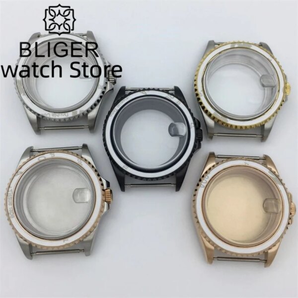 BLIGER 38mm/40mm sterile watch case Sapphire Glass Fits NH34 NH35 NH36 ETA2824 2836 PT5000 Mingzhu DG Miyota82 series movement