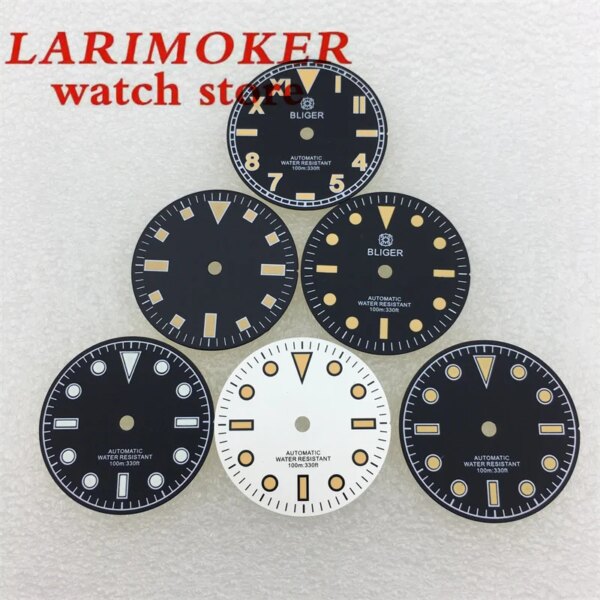 BLIGER Black and white watch dial for movement Miyota 8205/8215/821A Pearl DG2813/3804 PT5000 NH35 NH36 ETA 2836 2824