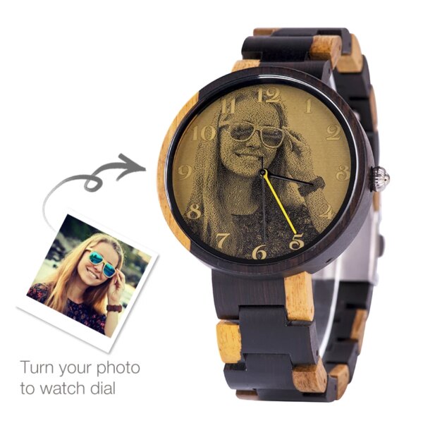 BOBO BIRD Customization Wood Watches relogio masculino Print Photo Original Wood Colorful strap couple watch In Gift Box