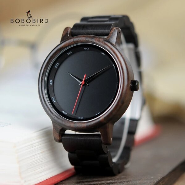 BOBO BIRD Ebony Wood Watch for Men Casual Wristwatch Clock relogio masculino часы мужские наручные reloj hombre Dropshipping