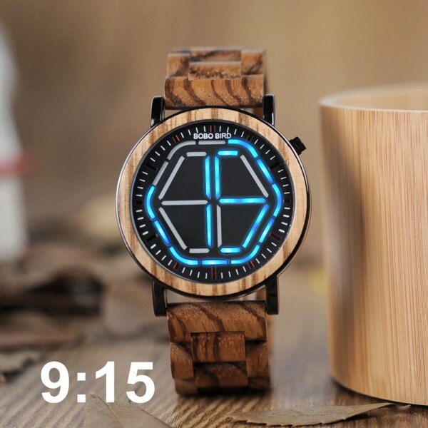 BOBO BIRD L-P13 Men Current Stainless Steel Wooden Watches Different Colors Zebra Wooden Strap Luxury Saat Erkek Personalized