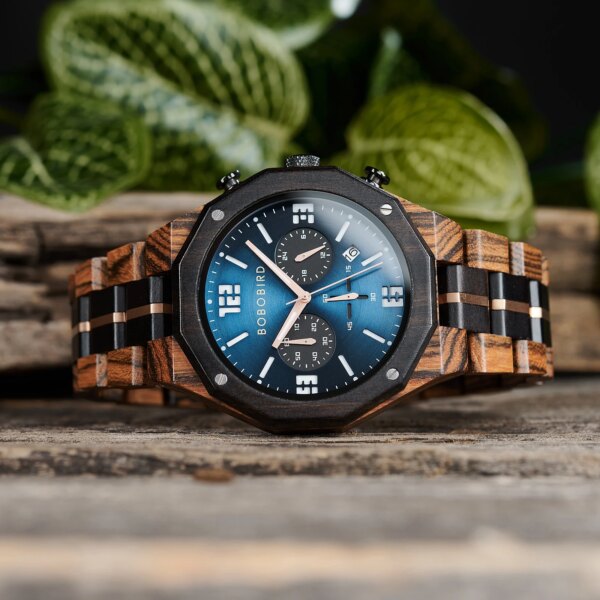 BOBO BIRD Luxury Wooden Men's Watches 3 Sub Dials Chronograph Support Customization Drop Shipping