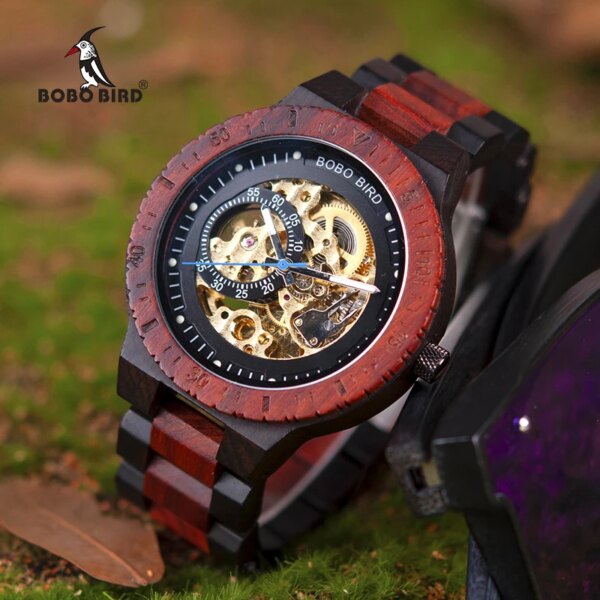 BOBO BIRD Men Automatic Mechanical Watches Male Luxury Wooden Men Watch Gift for Dad relogio masculino de luxo Christmas gift