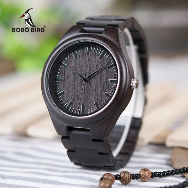 BOBO BIRD Men Wood Watch relogio masculino Black Dial Quartz Wristwatches Man Classic Luxury Brand Watches V-H05 Drop Shipping