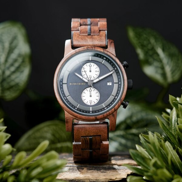 BOBO BIRD Men's Watch Luxury Wood & Stainless Steel Business Wristwatch Personalized OEM & Dropshipping