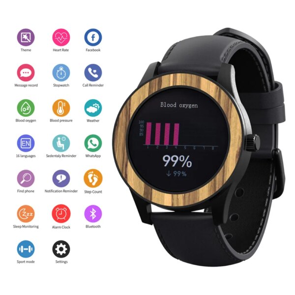 BOBO BIRD Smart Watch Men's Wood Multifunction SmartWatch Digital Watch Sport Bluetooth Wristwatch relogio masculino Gift Custom