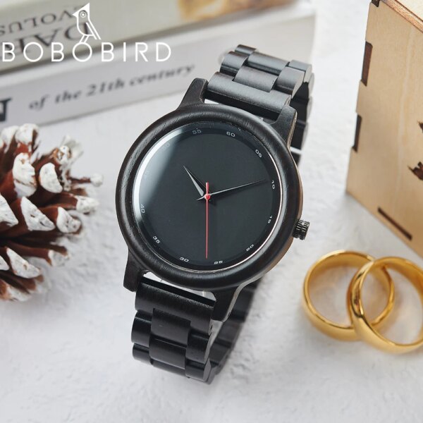 BOBO BIRD Top Wood Watch Fashion Men's Watch Sport Style Ebony Quartz Movement Wristwatch Great Gift Box Relogio Masculino P10