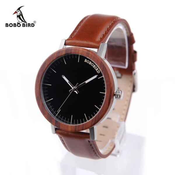 BOBO BIRD V-M15/M16 Mens Top Brand Luxury Watch Decent Silive Steel Dress Wood Quartz Watch Relogio Masculino