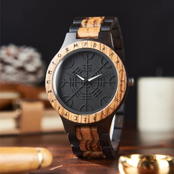 BOBO BIRD Viking Men's Watches Wooden Wristwatch Idea Gift for Men Clock Support Personalized Dropshipping