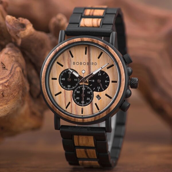 BOBO BIRD Wood Watch For Men Business Timepieces Chronograph Date Display Men's Quartz Wristwatches In Gift Box Dropshipping