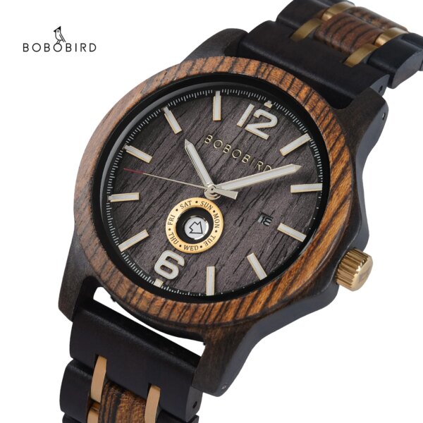 BOBO BIRD Wood Watch for Men Lightweight Analog Quartz Watch with Adjustable Band Customized Great Gifts for Men with Gift Box