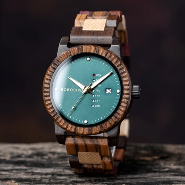 BOBO BIRD Wood Wristwatch Quartz Men's Watches Display Date Week Timepieces Relogio Masculino With Gift Box Dropshipping Custom