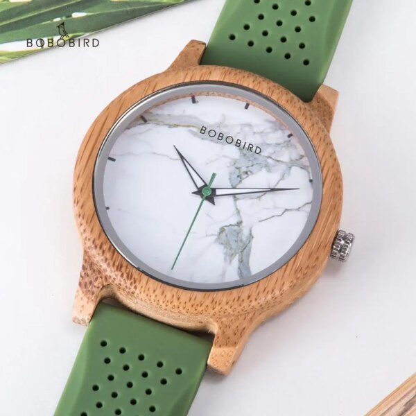 BOBO BIRD часы мужские Wooden Watch Man Timepieces Handmade Quartz Wristwatch with Silicone Strap Custom Logo Dropshipping