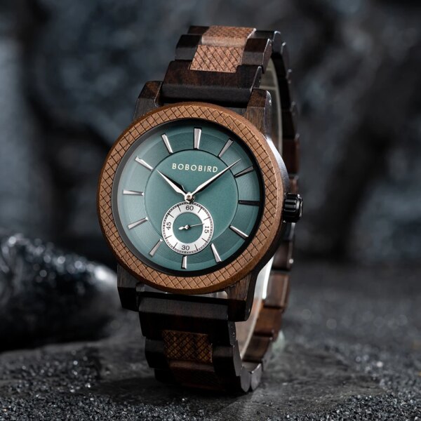 BOBO BIRD Wooden Watch Top Luxury Brand Men' Wristwatch Wood Timepieces Chronograph Quartz Watches Male Clock in Wood Gift Box