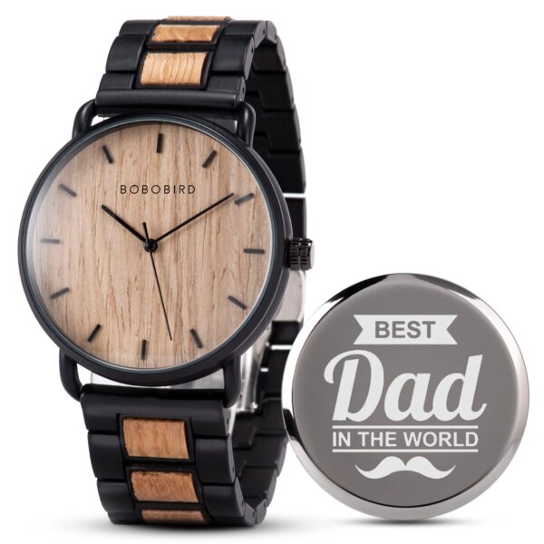 BOBOBIRD Engraved Wooden Watch Custom Precious Gift Quartz Wristwatch Men Boyfriend Birthday Groomsmen Anniversary Father's Day