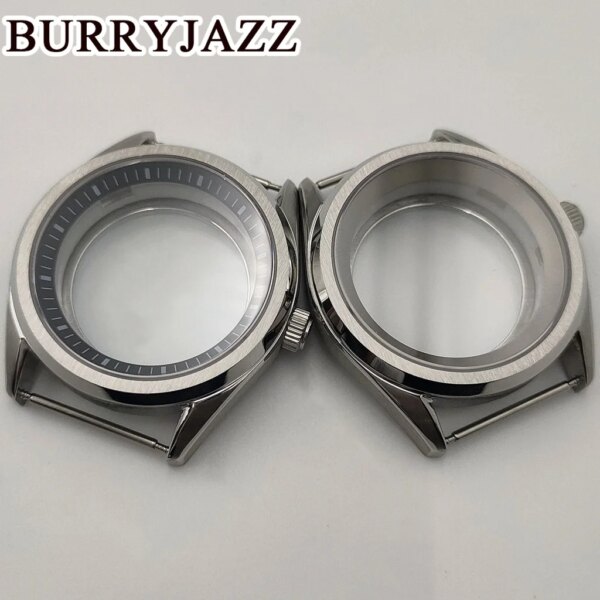 BURRYJAZZ 40mm NH34 NH35 NH36 NH38 NH39 NH70 NH72 Watch Case Silver Stainless Steel Case Waterproof Sapphire Crysta