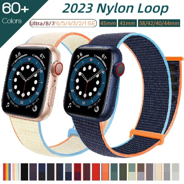 Band For Apple Watch Series 9/8/7 41MM 45MM  6/5/4 SE 40MM 44MM Ultra 49MM Nylon Soft Breathable Strap for iwatch 38MM 42MM