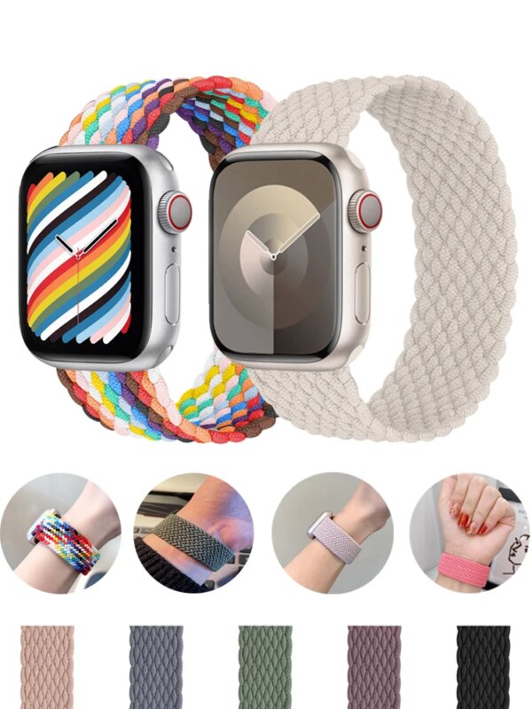 Band For Apple Watch Strap 44mm 45mm 49mm 40mm 41mm 38mm 42mm 40 mm braided correa Bracelet iWatch series 7 3 4 SE 6 8 9 Ultra 2