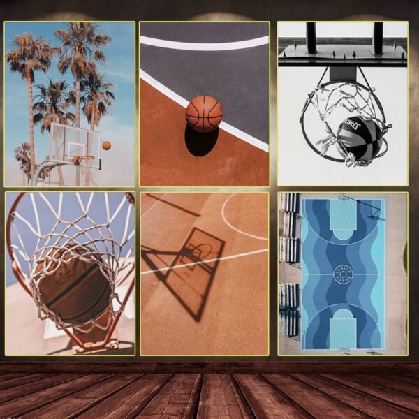 Basketball Court Sports Palm Tree Dunk Modern Canvas Painting Posters Print Wall Art Pictures for Boy Bedroom Home Decor Cuadros