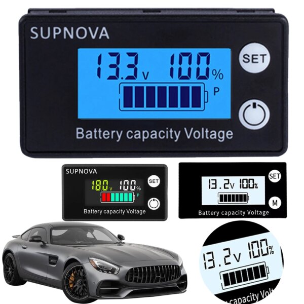 Battery Capacity Percentage Voltage Meter DC 8-100V Battery Fuel Gauge Indicator Lead-acid Lithium LiFe PO4 for Car Motorcycle