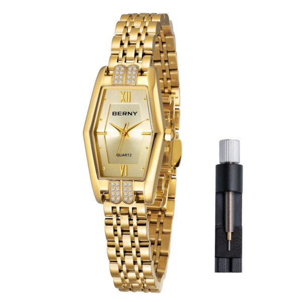 Berny Ladies Gold Wristwatch Fashion Diamond  Watch Women Quartz Watches Luxury Stainless steel High Accuracy Waterproof Watches