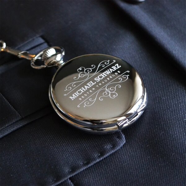 Best Man Gifts Personalized Pocket Watch With Chain Engraved Monogram Custom Watch Groomsmen Proposal Wedding Party Usher Favors