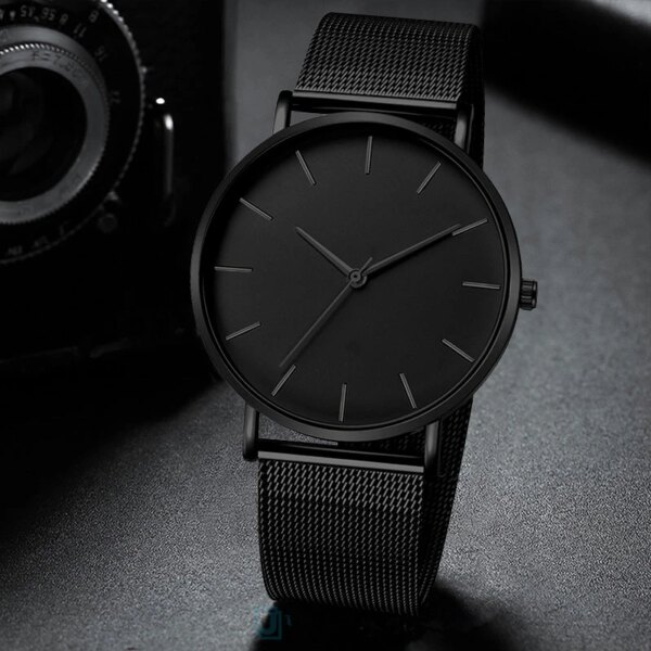 Black Men Watches Male Business Style Wristwatches Stainless Steel Quartz Watch Men Clock With Calendar Mesh Belt Relogio