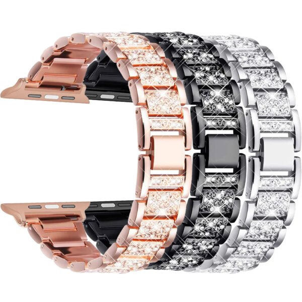 Bling Diamond Strap for Apple Watch Band 40mm 45mm 44mm 41mm 42mm 38mm Metal Belt Iwatch Series 7 SE 6 5 4 3 8 9 Women Bracelet