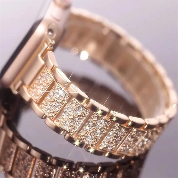 Bling Diamond Strap for Apple Watch Ultra 2 49mm Band 40mm 45mm 44mm 41mm 42mm 38mm for Iwatch Series 9 8 7 SE 6 Women Bracelet