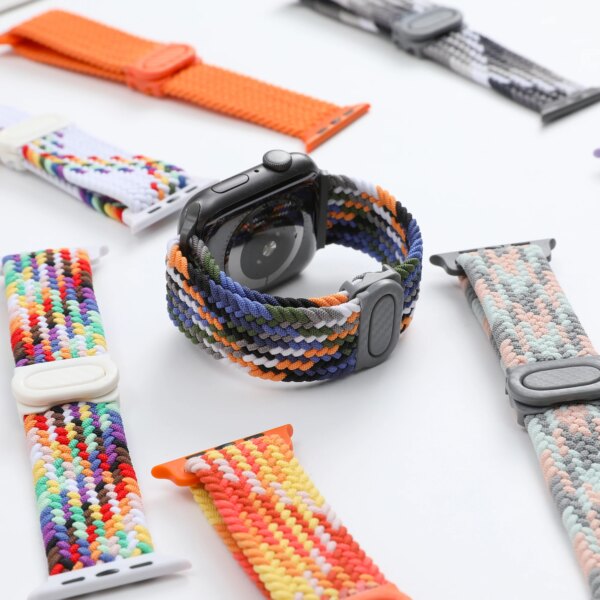 Braided solo loop Strap For Apple watch band 44mm 40mm 45mm 41mm 49mm 38mm Elastic bracelet iWatch series 9 8 7 6 5 se Ultra 2