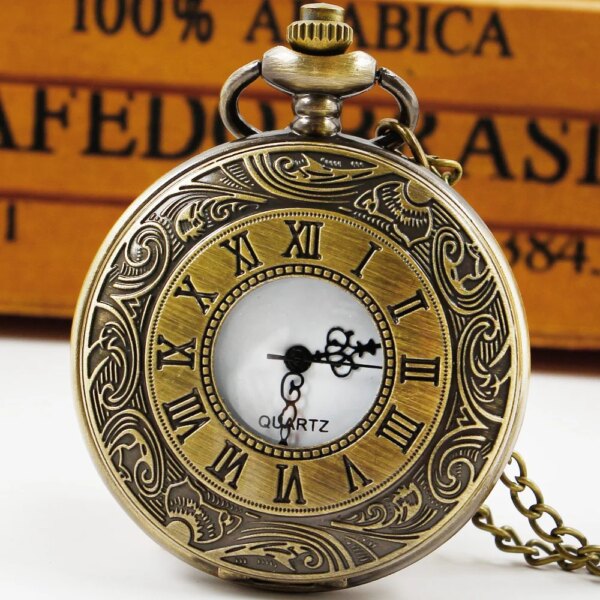 Bronze Dropshipping Pocket Watch Vintage Steampunk Men Women Quartz Pendant with Chain Clock